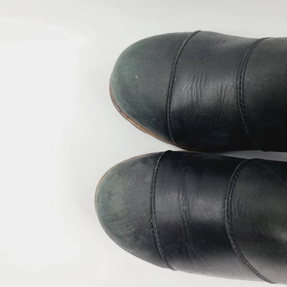 Sorel‎ Women's Black Addington Leather Block Heel Classic Ankle Bootie Size 9